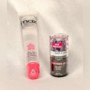 Wet n Wild Blush Stick & Max Makeup Cherimoya Lip Gloss Vegan Cruelty-Free NWOB